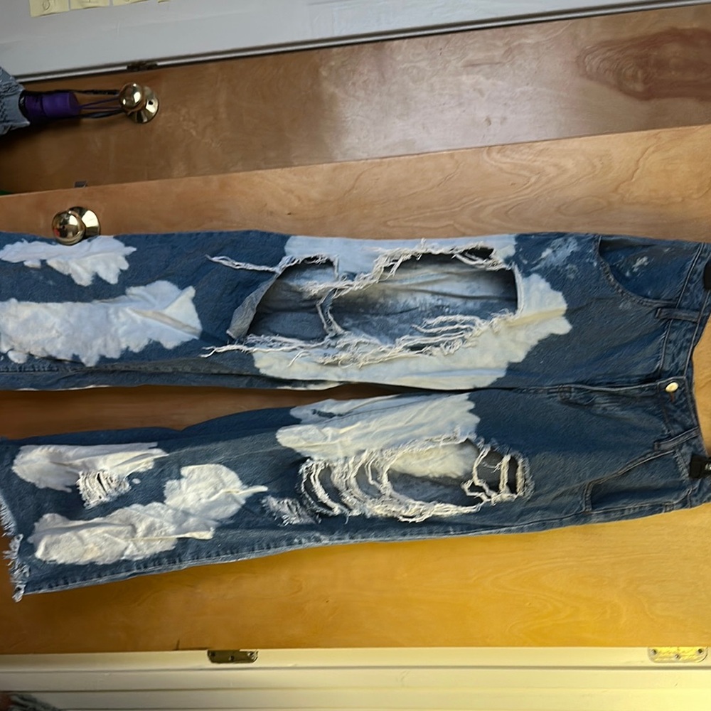 Distressed Blue Jeans